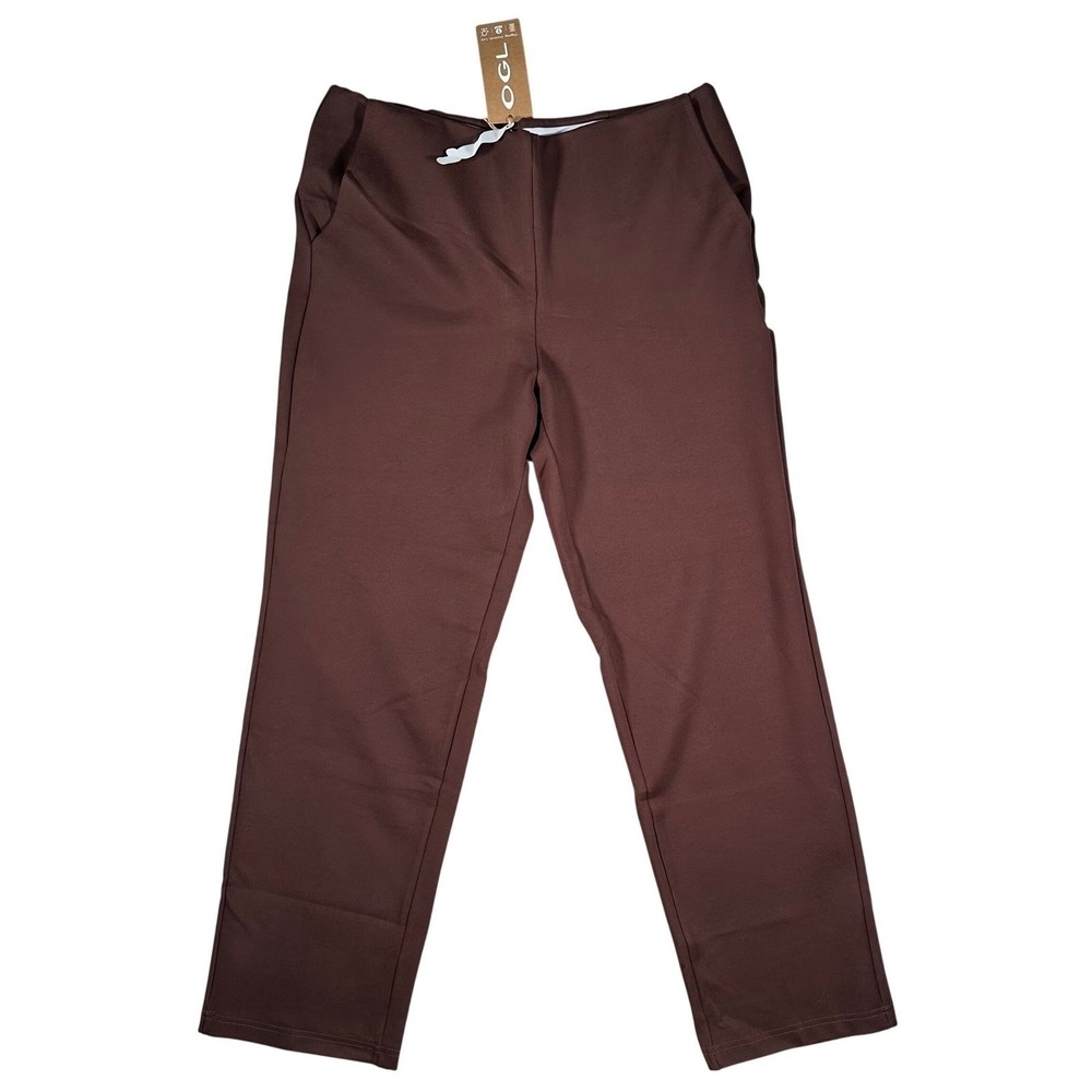 OGL Move Womens Medium Brown Straight Leg Trousers NWT Pull On Casual Pants